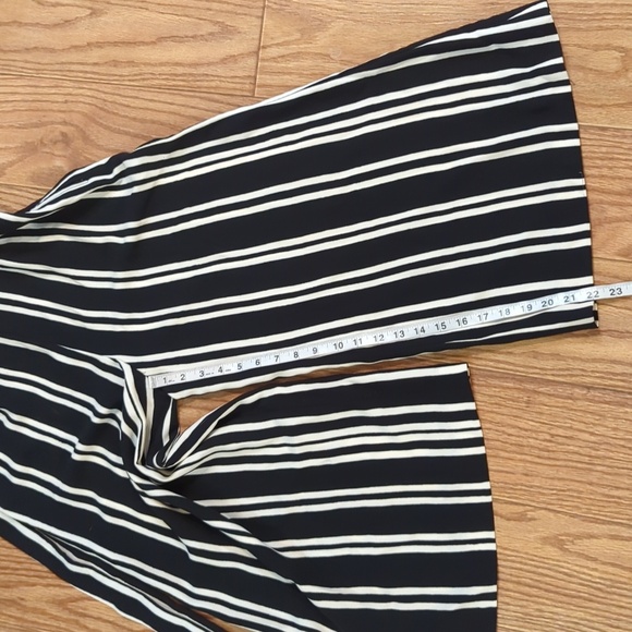 Strapless jumpsuit black white striped size 6 cropped wide leg belted H&M NEW - Picture 4 of 6